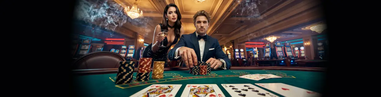 Koppel aan een speeltafel in het casino van Nightluck